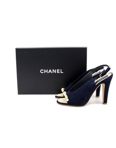 sandali blu modello chanel|Chanel suede sandals.